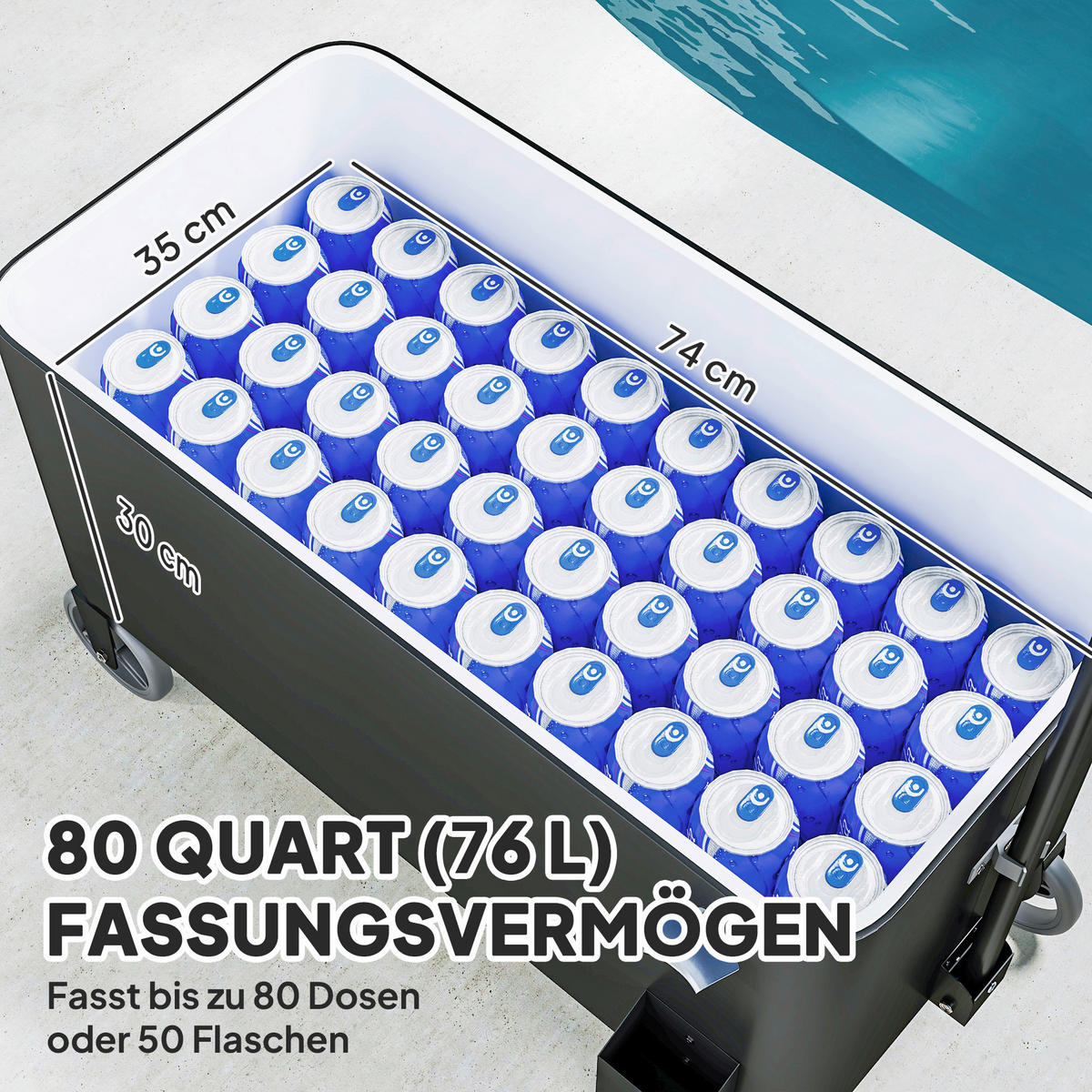 Outsunny Kühlwagen schwarz Stahl B/H/L: ca. 46x120x87 cm Kühlwagen - schwarz (87,00/46,00/120,00cm) - Outsunny