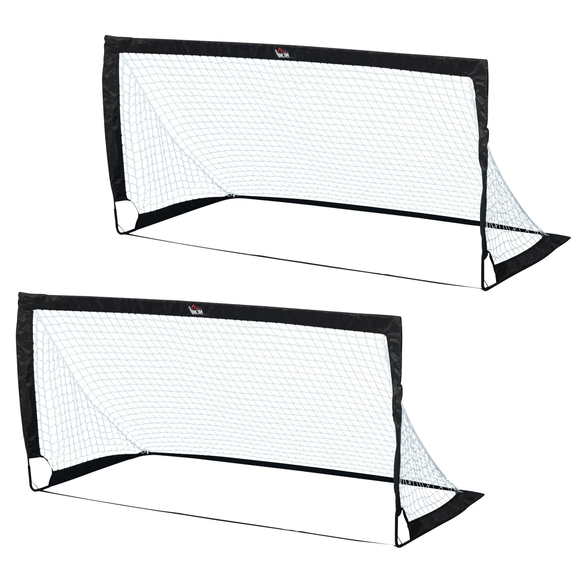 HOMCOM Fußballtor schwarz B/H/T: ca. 90x89x86 cm Fußballtor im 2er Set - weiß/schwarz (90,00/89,00/86,00cm) - HOMCOM