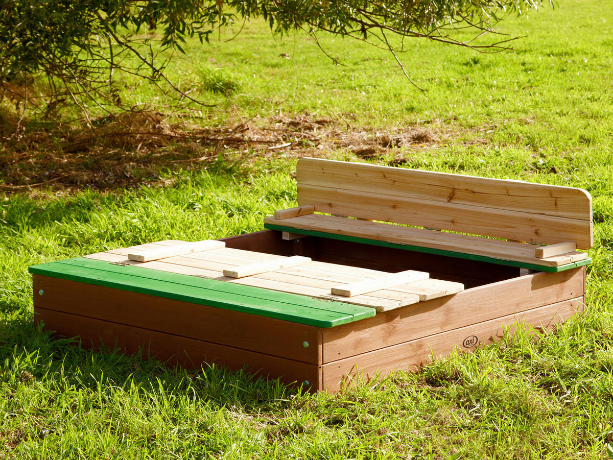 AXI Sandkasten Ella XL braun Holz B/H/L: ca. 120x20x120 cm Ella XL - braun/grün (120,00/120,00/20,00cm) - AXI