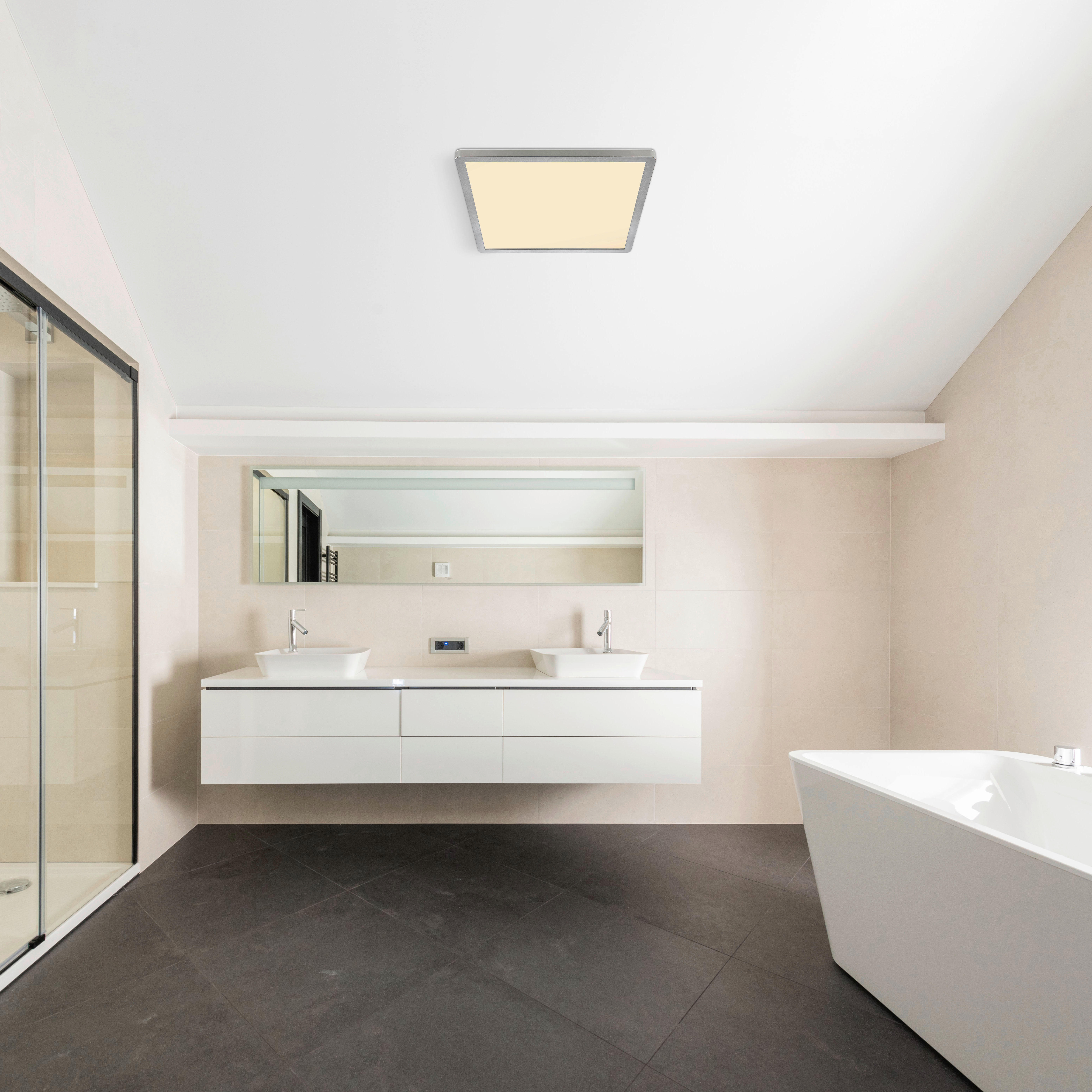 GLOBO LED-Deckenleuchte Opal nickel matt Kunststoff B/H/T: ca. 29,4x2,5x29,4 cm SAPANA - nickel matt/Opal (29,40/2,50/29,40cm) - GLOBO