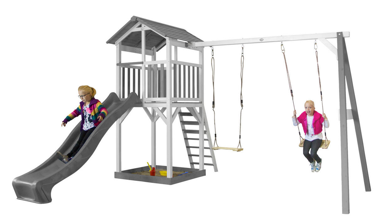 AXI Spielturm Beach Tower grau B/H/T: ca. 356,6x241,9x349 cm Beach Tower - weiß/grau (356,60/241,90/349,00cm) - AXI