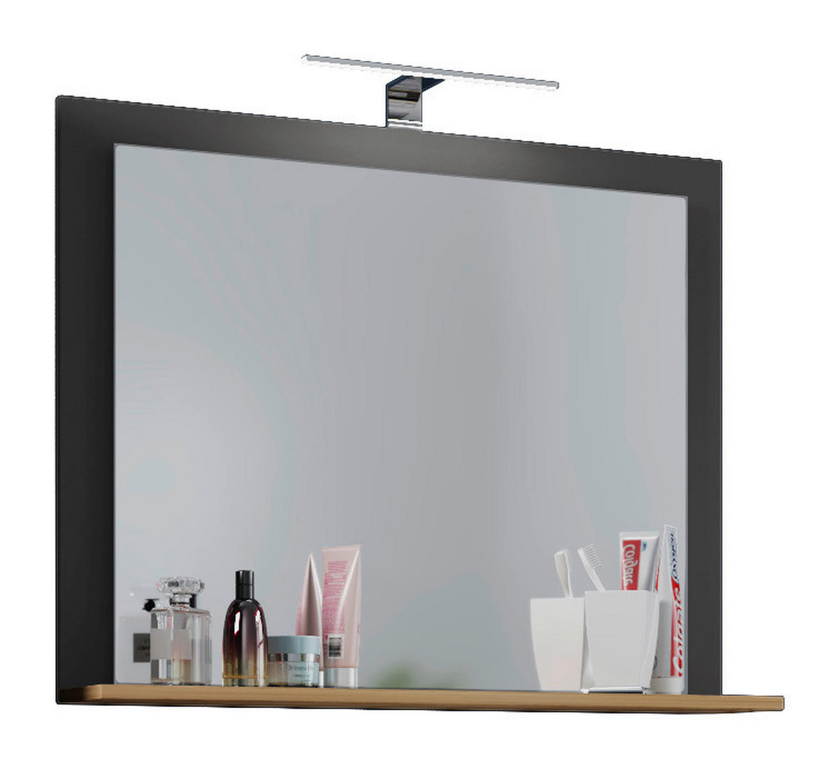 Wandspiegel Lendas anthrazit Eiche Honig Nachbildung Holzwerkstoff B/H/T: ca. 60x65x17 cm Lendas - Eiche/anthrazit (60,00/65,00/17,00cm) - VCM Möbel