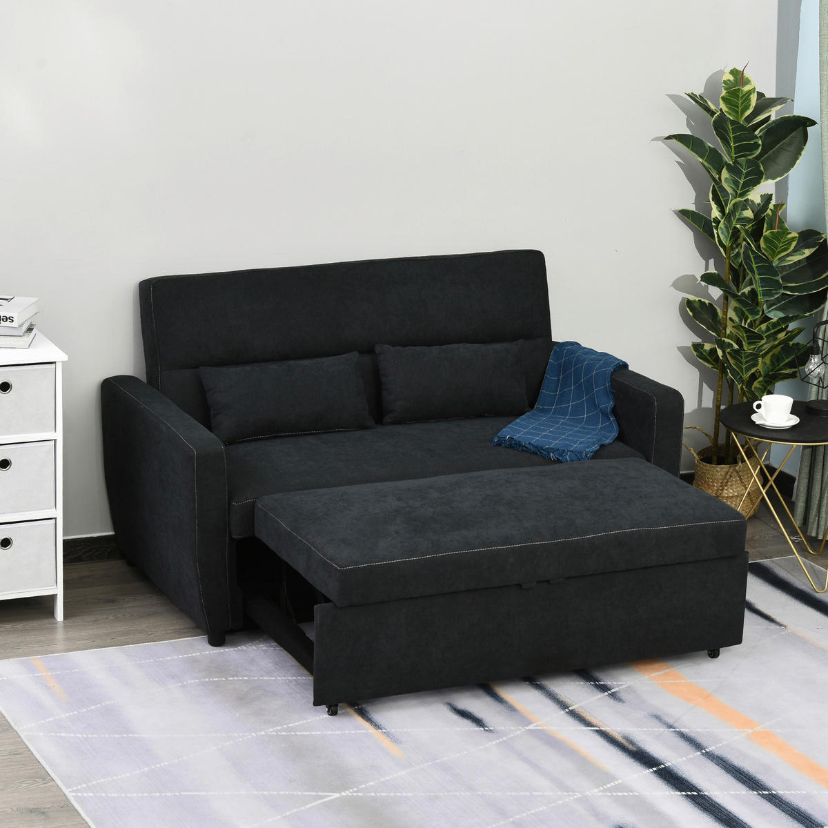 Schlafsofa 833-834 schwarz B/H/T: ca. 148x89x82 cm 833-834 - schwarz (148,00/89,00/82,00cm) - HOMCOM