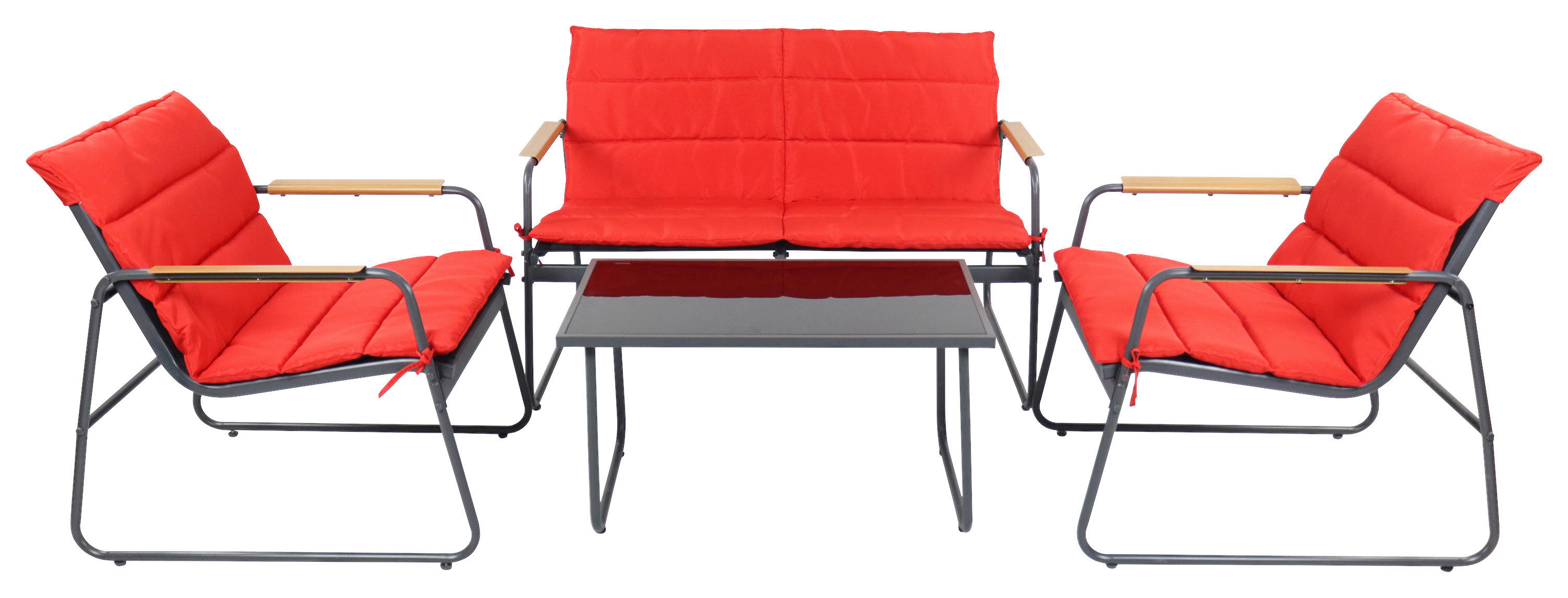 VCM Gartensitzgruppe rot Textilene B/H/L: ca. 110x76x74 cm Gartensitz-/Essgruppe 4 tlg. - rot (74,00/110,00/76,00cm) - VCM