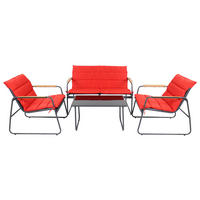 VCM Gartensitzgruppe rot Textilene B/H/L: ca. 110x76x74 cm Gartensitz-/Essgruppe 4 tlg. - rot (74,00/110,00/76,00cm) - VCM