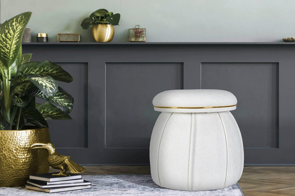 360 Living Hocker Corin 110 weiß gold H/D: ca. 51,5x51,5 cm Corin 110 - gold/weiß (51,50/51,50cm) - 360 Living