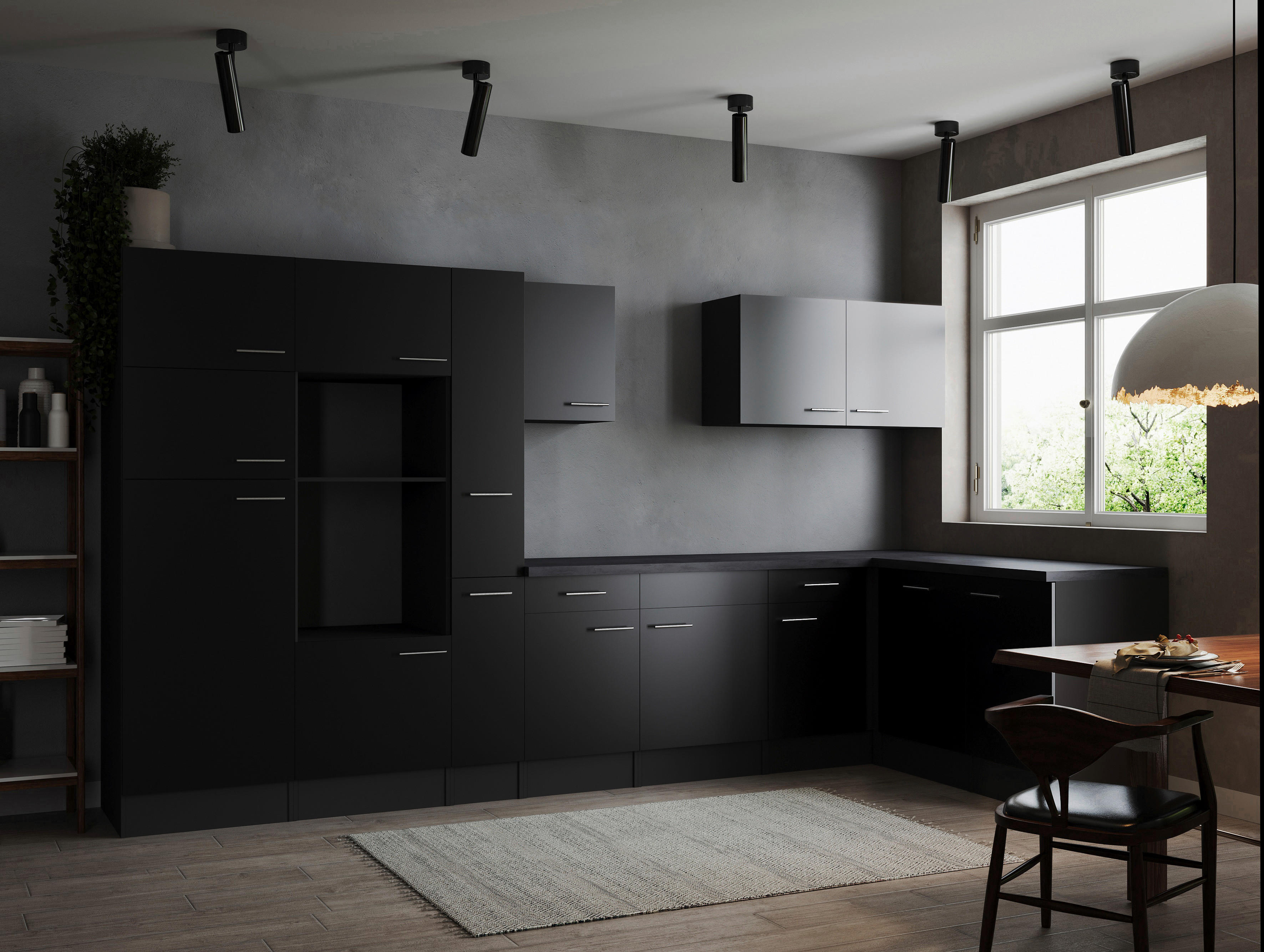 Winkelküche Oliver B/H/T: ca. 370x205x172 cm Oliver - granit/schwarz (370,00/205,00/172,00cm) - Respekta