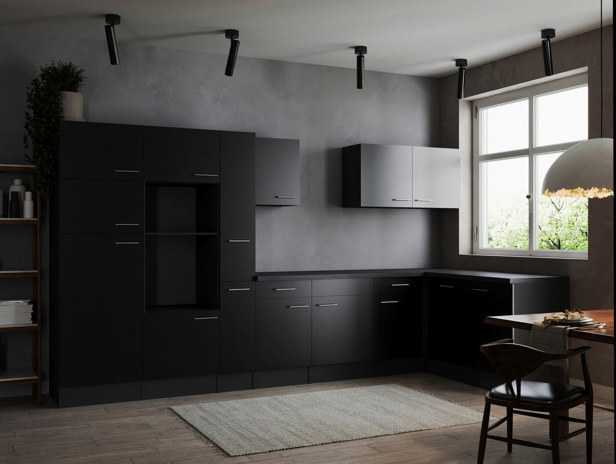 Winkelküche Oliver B/H/T: ca. 370x205x172 cm Oliver - granit/schwarz (370,00/205,00/172,00cm) - Respekta