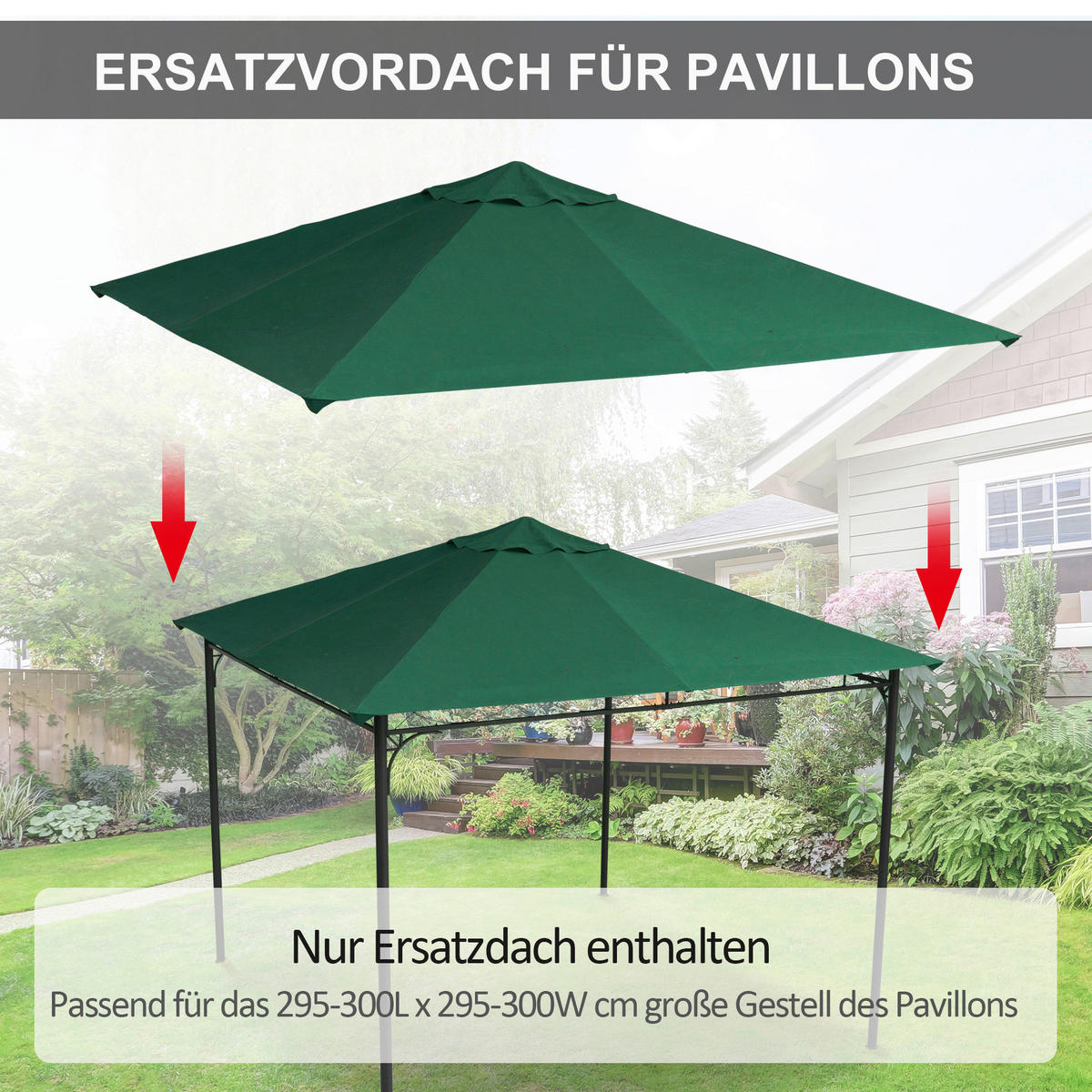 Outsunny Ersatzdach für Pavillon Ersatzdach_für_Pavillon - grün (295,00/298,00cm) - Outsunny