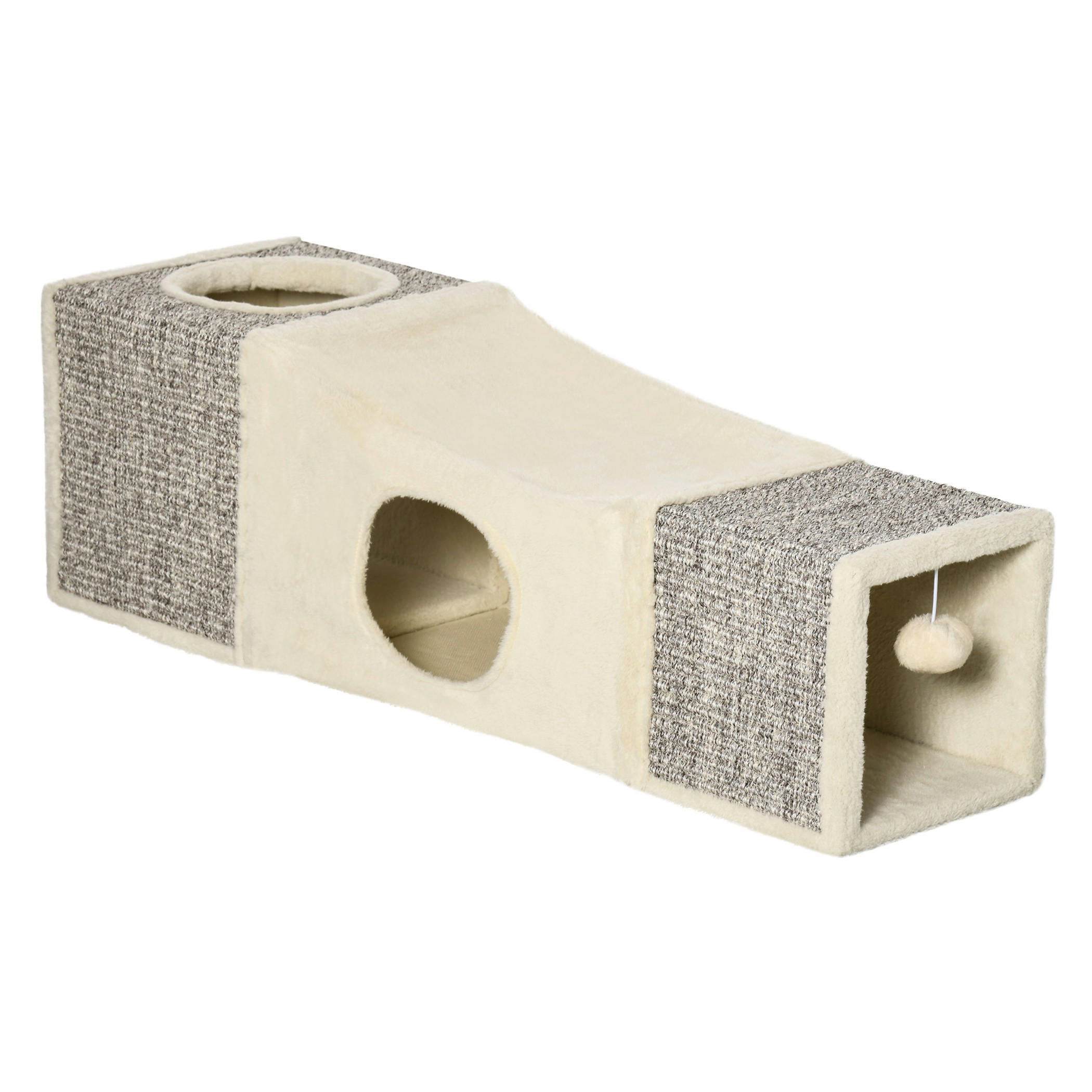 PawHut Katzen-Zubehör beige Spanplatte B/H/L: ca. 30x98x30 cm Katzentunnel - beige/braun (30,00/30,00/98,00cm) - PawHut