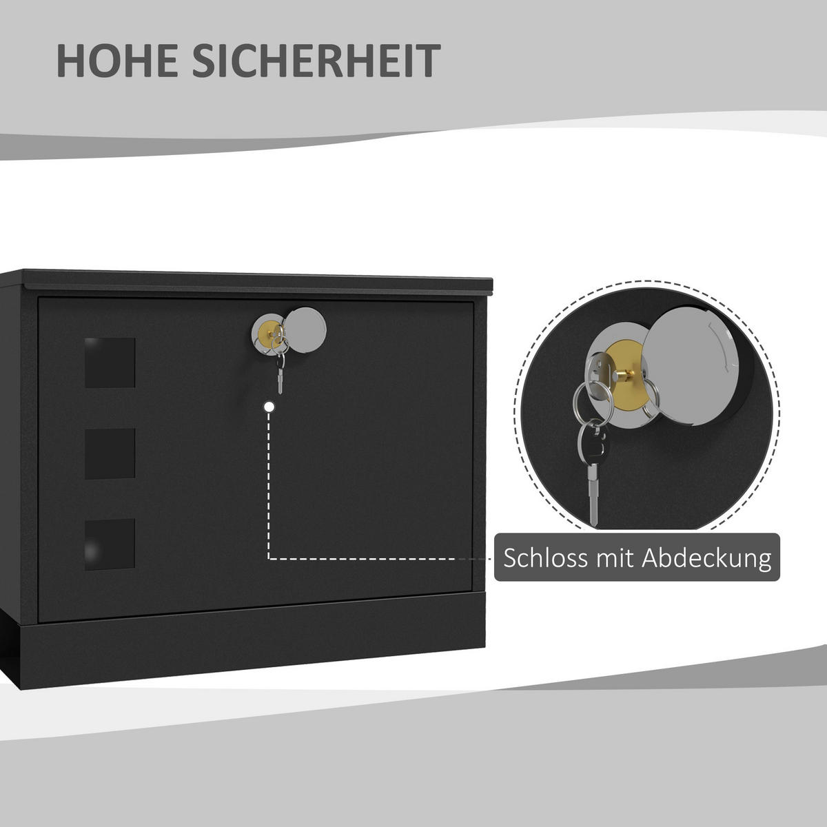 HOMCOM Briefkasten schwarz B/H/L: ca. 11,5x36,5x29 cm Briefkasten - schwarz (29,00/11,50/36,50cm) - HOMCOM