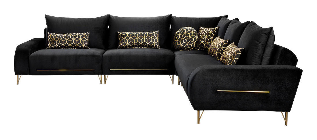 Polsterecke Bodrum schwarz Plüsch B/H/T: ca. 340x89x296 cm Bodrum - gold/schwarz (340,00/89,00/296,00cm)