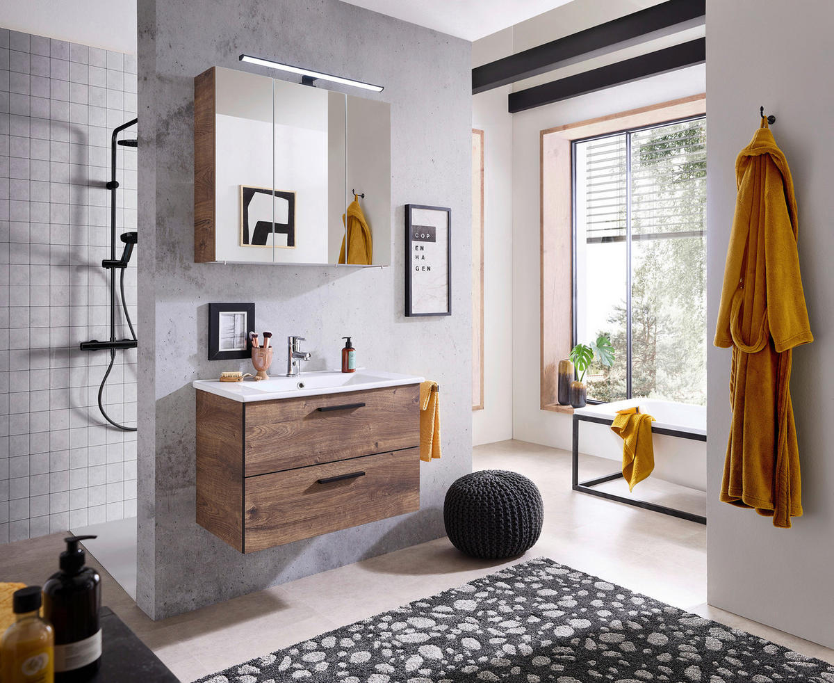 Badezimmer-Set Quickset 374 Eiche Ribeck Nachbildung B/H/T: ca. 75x200x45 cm Quickset 374 - Eiche (75,00/200,00/45,00cm) - Pelipal