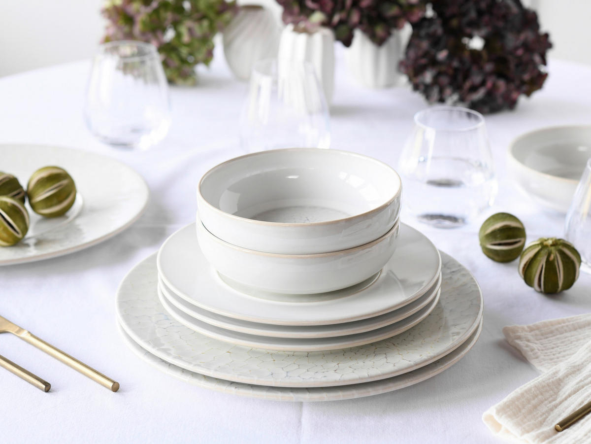 CreaTable Tafelservice Unico Toscania offwhite Steinzeug 8 tlg. Unico Toscania - offwhite - CreaTable