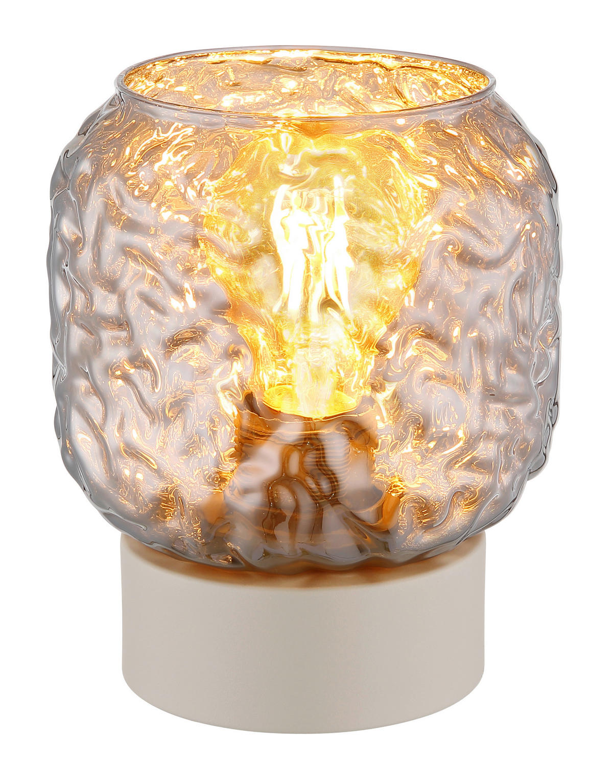 GLOBO Tischleuchte beige Rauch Glas Metall B/H/L: ca. 18x21x18 cm E27 1 Brennstellen Tischleuchte-Antonio - beige/Rauch (18,00/18,00/21,00cm) - GLOBO