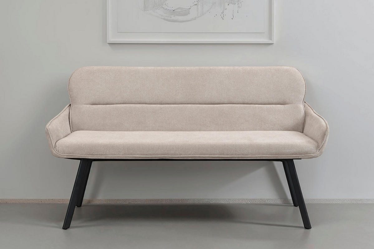 Sitzbank RICO schwarz taupe Metall Stoff B/H/T: ca. 140x90x62 cm RICO - schwarz/taupe (140,00/90,00/62,00cm) - byLIVING