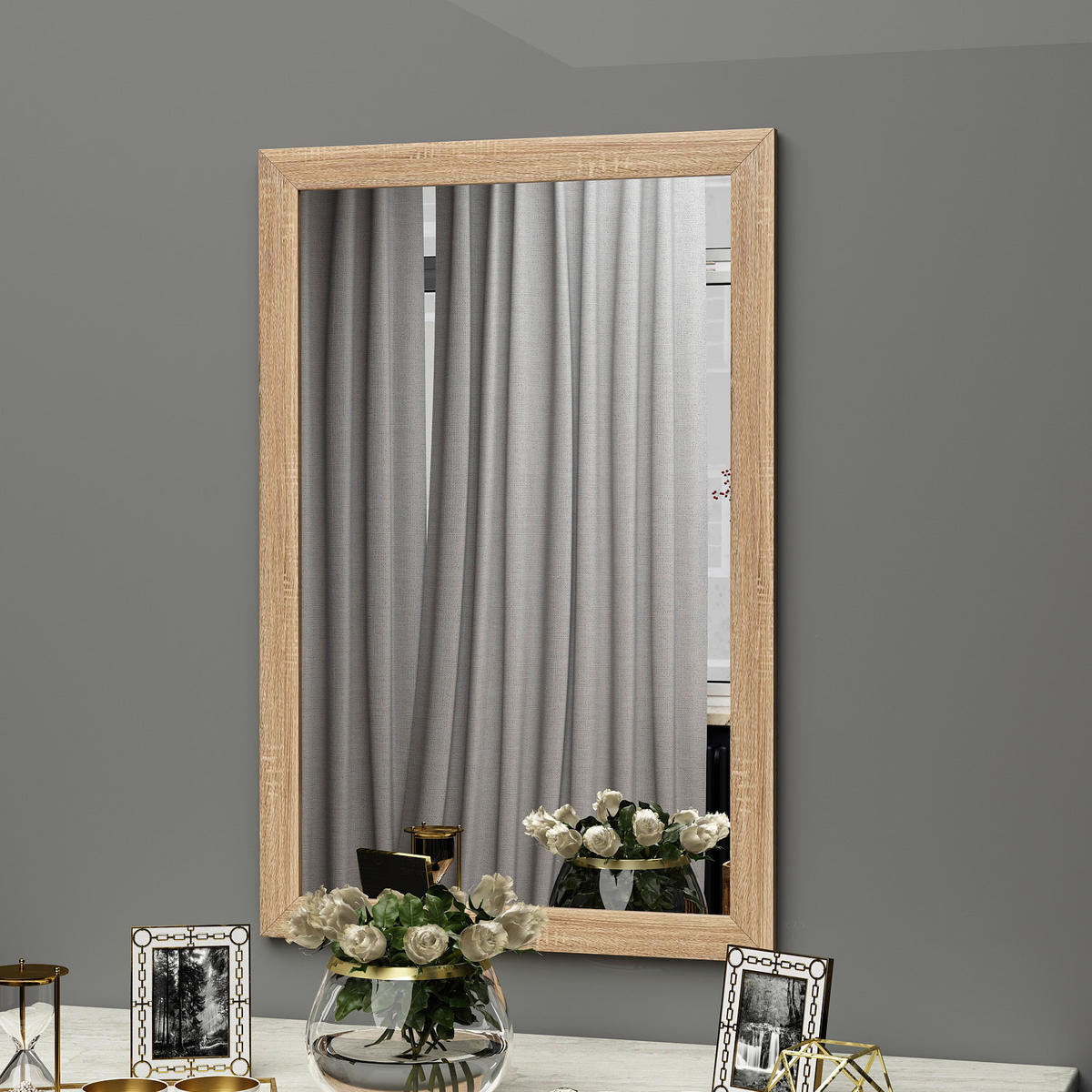 Wandspiegel Lipa Eiche matt Nachbildung Spanplatte B/H/T: ca. 50x75x2,4 cm Lipa - Eiche (50,00/75,00/2,40cm) - moebel17