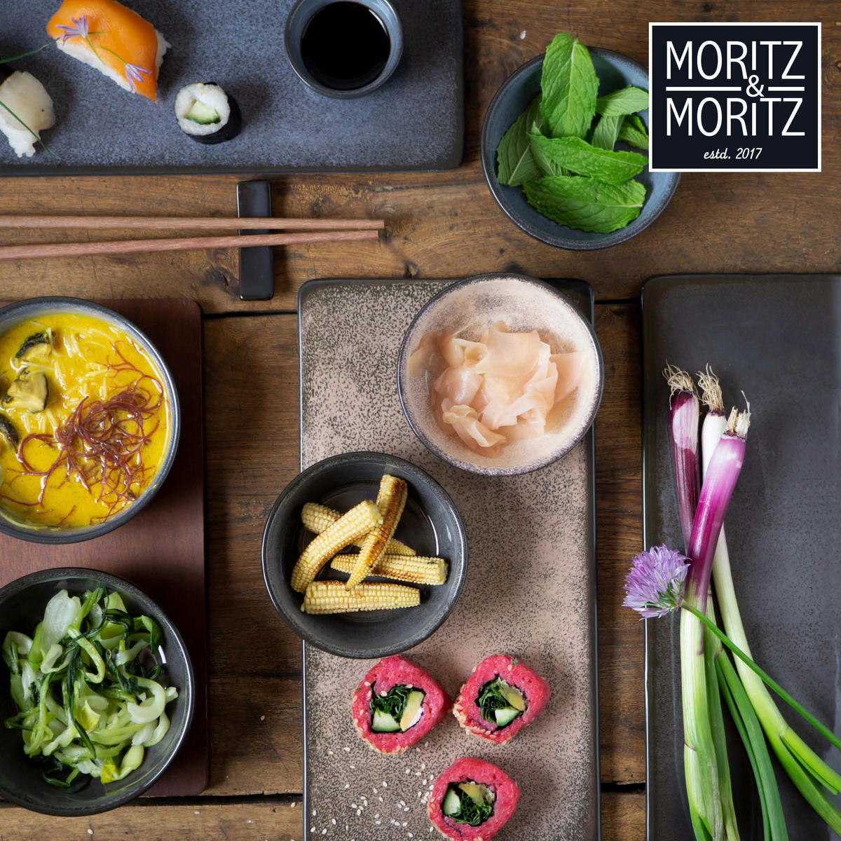 Moritz & Moritz Sushi-Set blau Porzellan Sushiset_10tlg. - blau - Moritz & Moritz