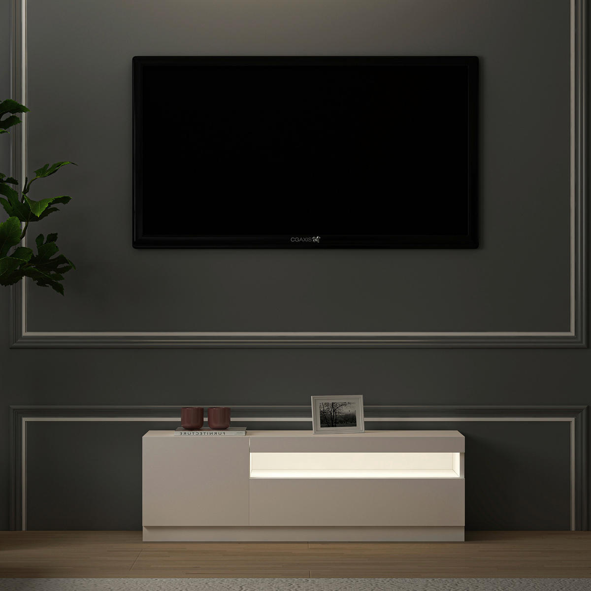 TV-Lowboard 9178 weiß B/H/T: ca. 240x40x37 cm 9178 - weiß (240,00/40,00/37,00cm) - moebel17