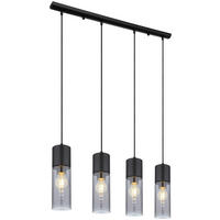 GLOBO Pendelleuchte 21000-4HB Annika schwarz Metall Rauchglas B/H/L: ca. 9x156x80 cm E27 4 Brennstellen Pendelleuchte_Annika 4flg. - schwarz (80,00/9,00/156,00cm) - GLOBO