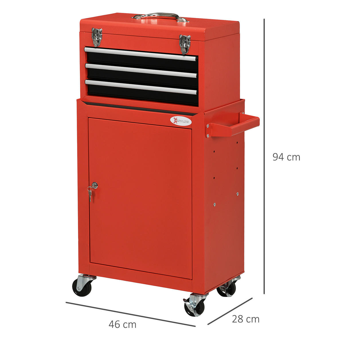 Werkstatt-Zubehör rot B/H/L: ca. 28x46x94 cm Werkzeugwagen - rot (94,00/28,00/46,00cm) - DURHAND
