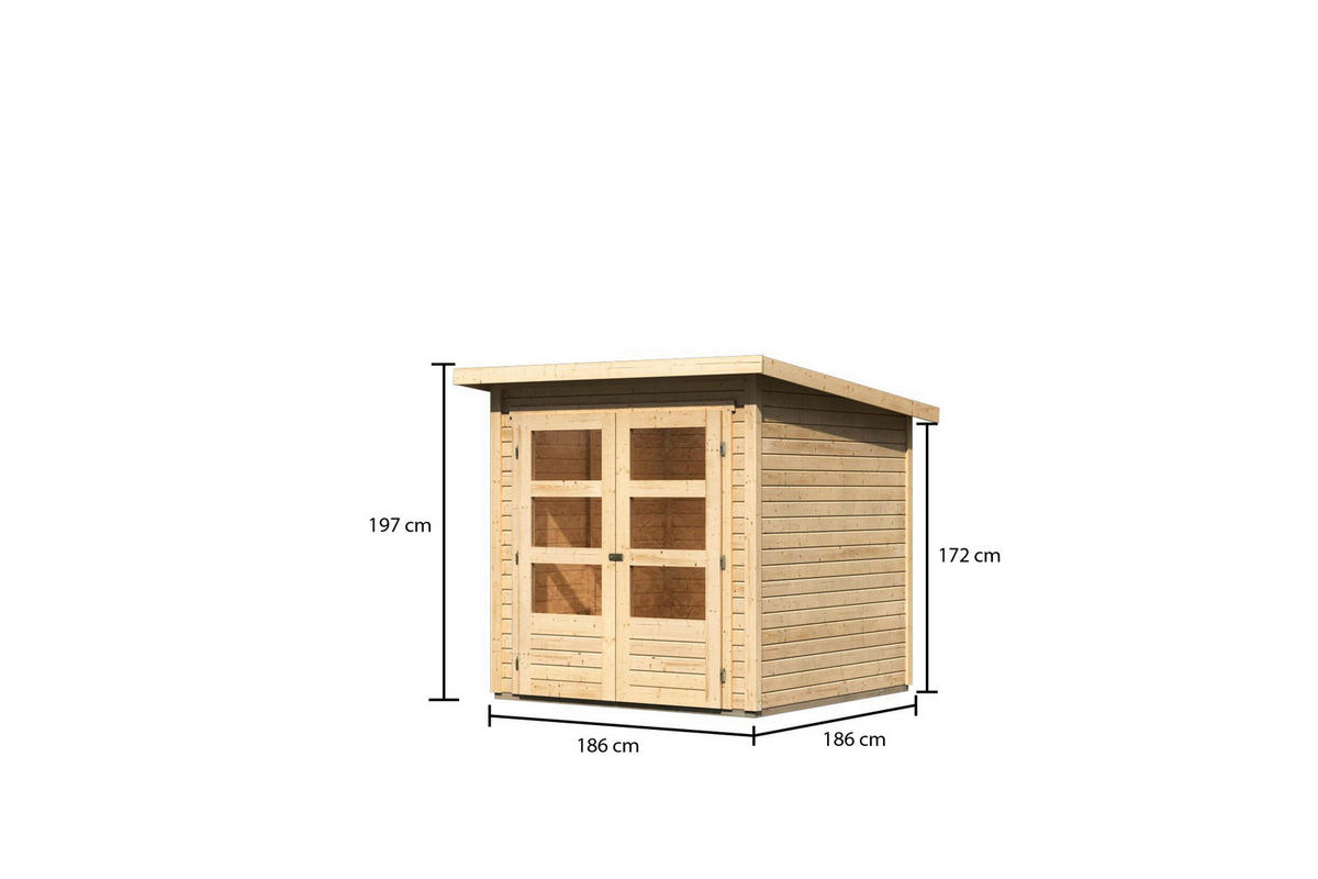 Karibu Gartenhaus Joschka 2 natur B/H/L: ca. 186x197x186 cm Joschka 2 - natur (186,00/186,00/197,00cm) - Karibu