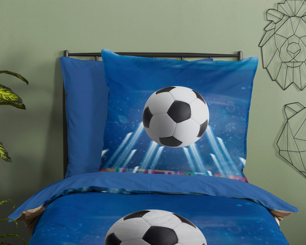 Baumwoll Bettwäsche Goal Renforce Goal - blau (135,00/200,00cm) - Good Morning