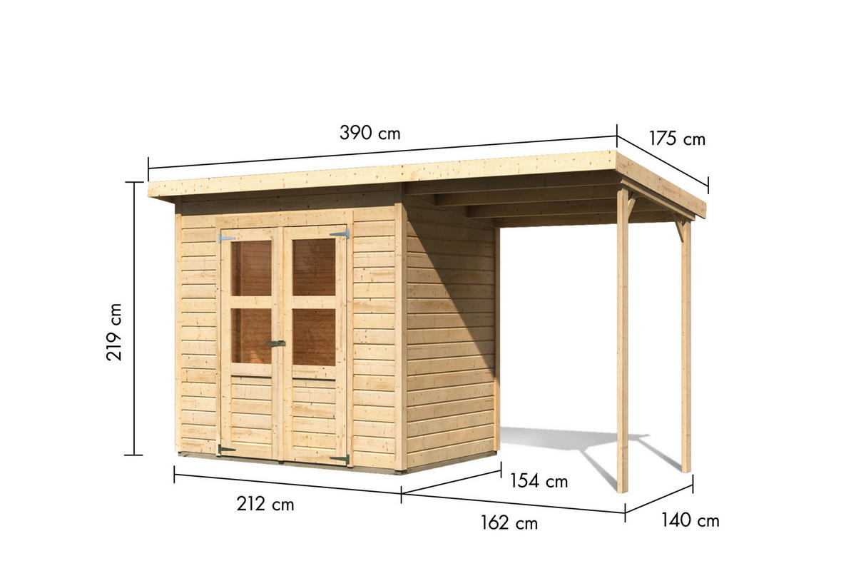 Karibu Gartenhaus Tony 0,5 natur B/H/T: ca. 212x219x154 cm Tony 0,5 - natur (212,00/219,00/154,00cm) - Karibu