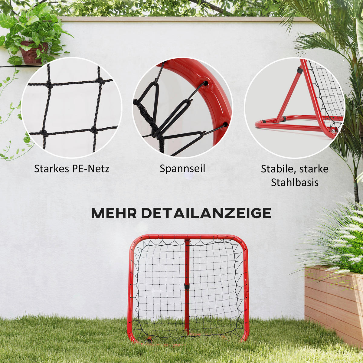 HOMCOM Fußball Rebounder rot Polyethylen B/H/L: ca. 84x75x78 cm Fußball_Rebounder - rot (78,00/84,00/75,00cm) - HOMCOM