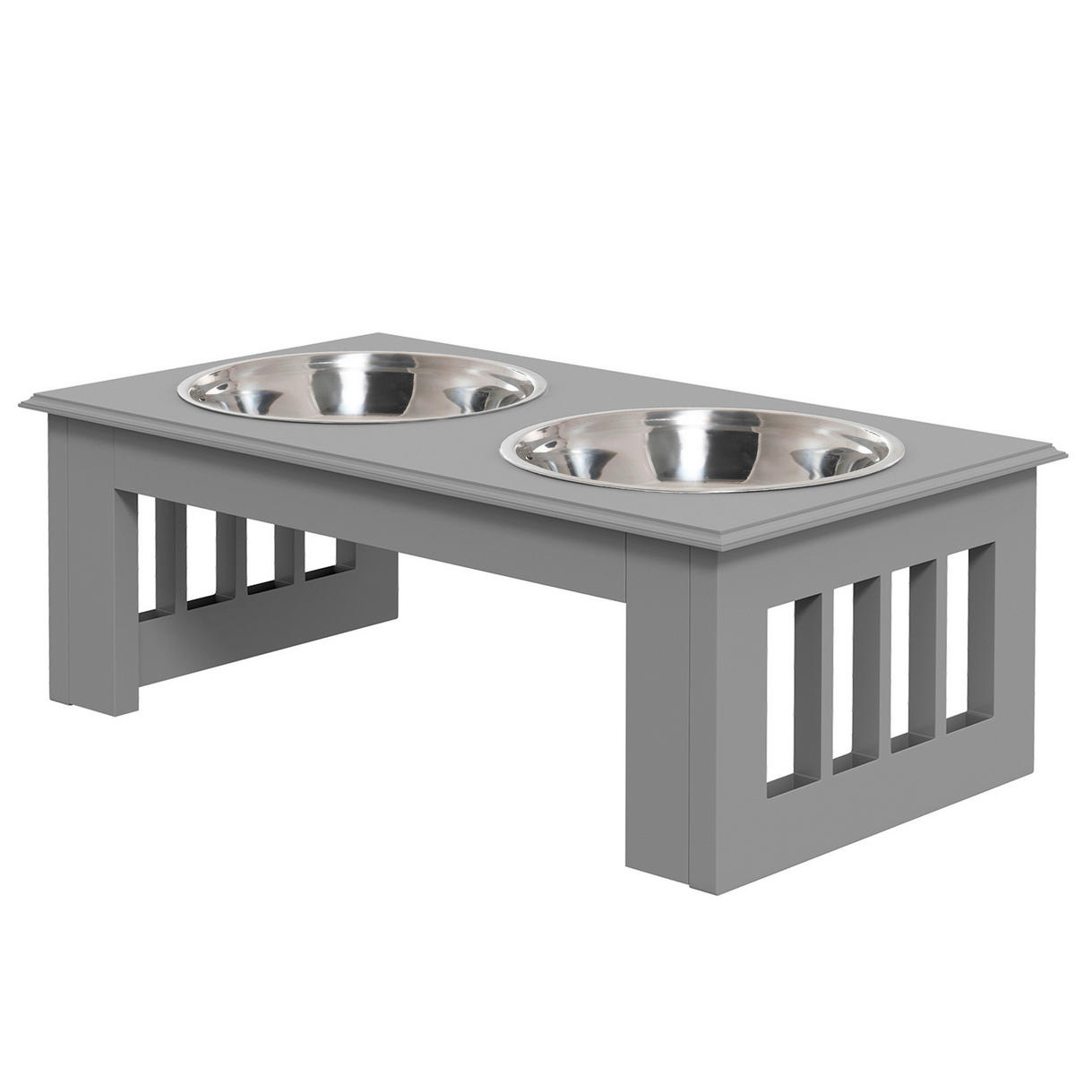 PawHut Futternapf grau MDF B/H/L: ca. 24x15x44 cm Futternapf - grau (44,00/24,00/15,00cm) - PawHut