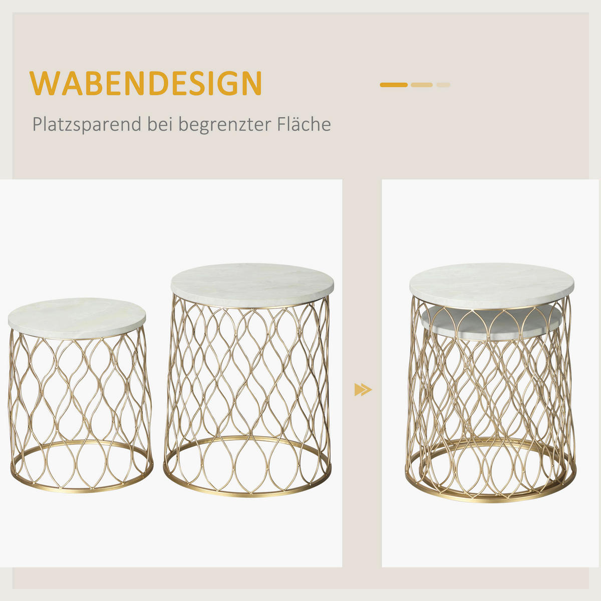 Outsunny Gartentisch Gartentisch - gold (41,00/41,00/46,00cm) - Outsunny
