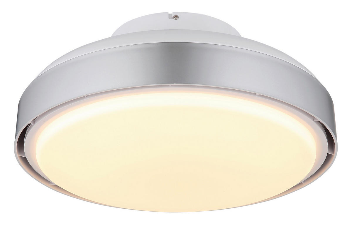 GLOBO LED-Deckenventilator Opal silber weiß Acryl Kunststoff H/D: ca. 20x45 cm 1 Brennstellen CARNEY - weiß/Opal (45,00/20,00cm) - GLOBO