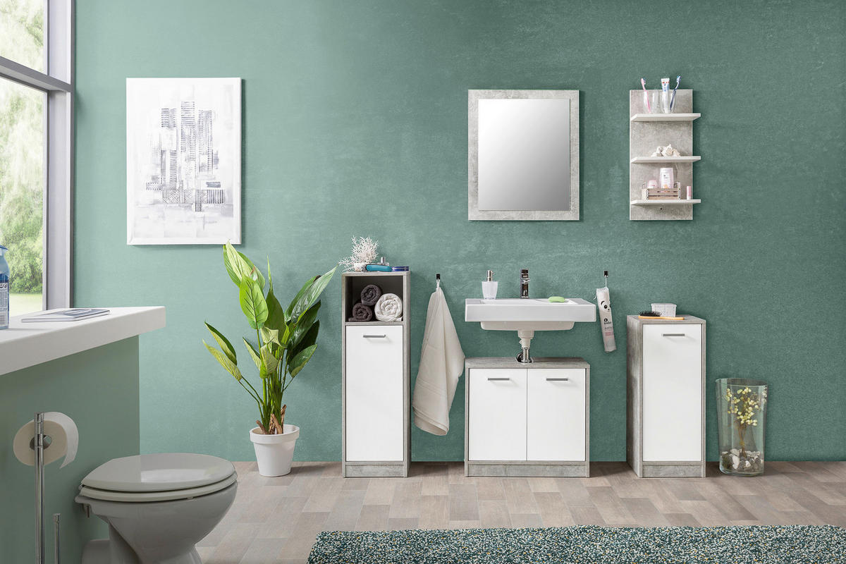 Bad-Set Madeira Beton Optik weiß B/H/T: ca. 123x76,5x28 cm Madeira - weiß (123,00/76,50/28,00cm)