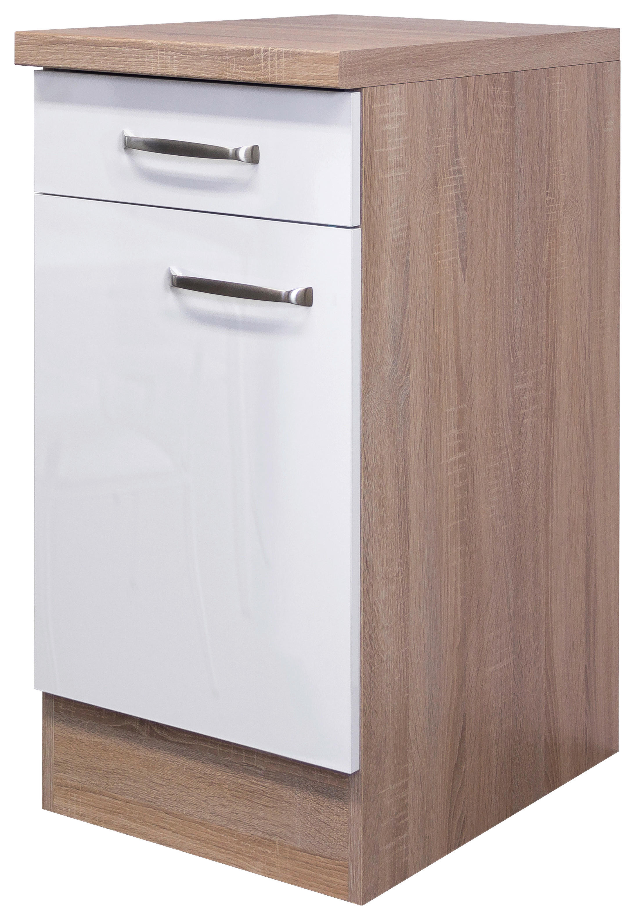 Unterschrank Valero weiß Hochglanz B/H/T: ca. 40x86x60 cm Valero - Eiche/weiß (40,00/86,00/60,00cm) - Flex-Well