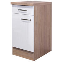 Unterschrank Valero weiß Hochglanz B/H/T: ca. 40x86x60 cm Valero - Eiche/weiß (40,00/86,00/60,00cm) - Flex-Well