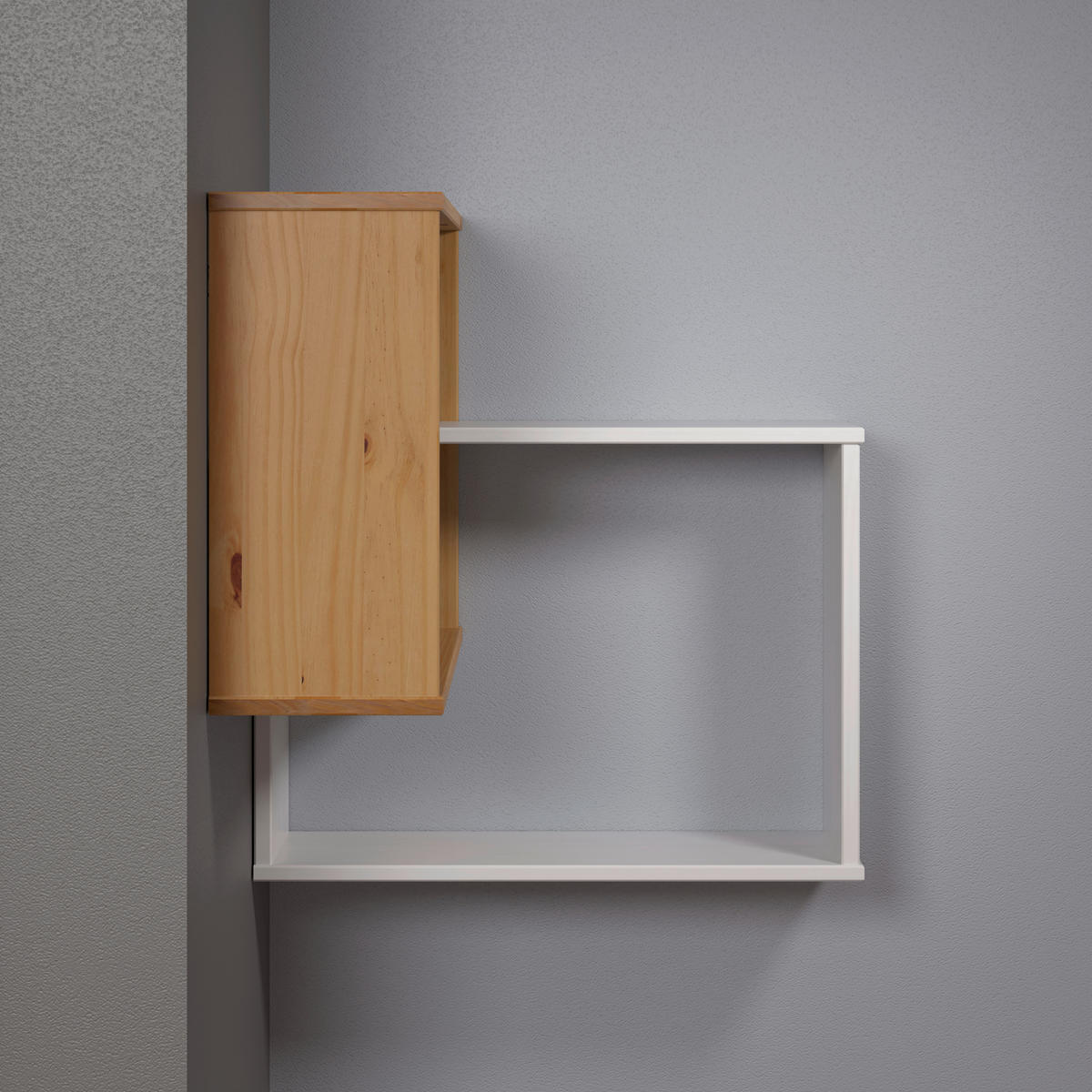 Wandregal Mestre weiß lackiert Optik honig lackiert Optik B/H/T: ca. 60x66x20 cm Mestre - weiß/honig (60,00/66,00/20,00cm)