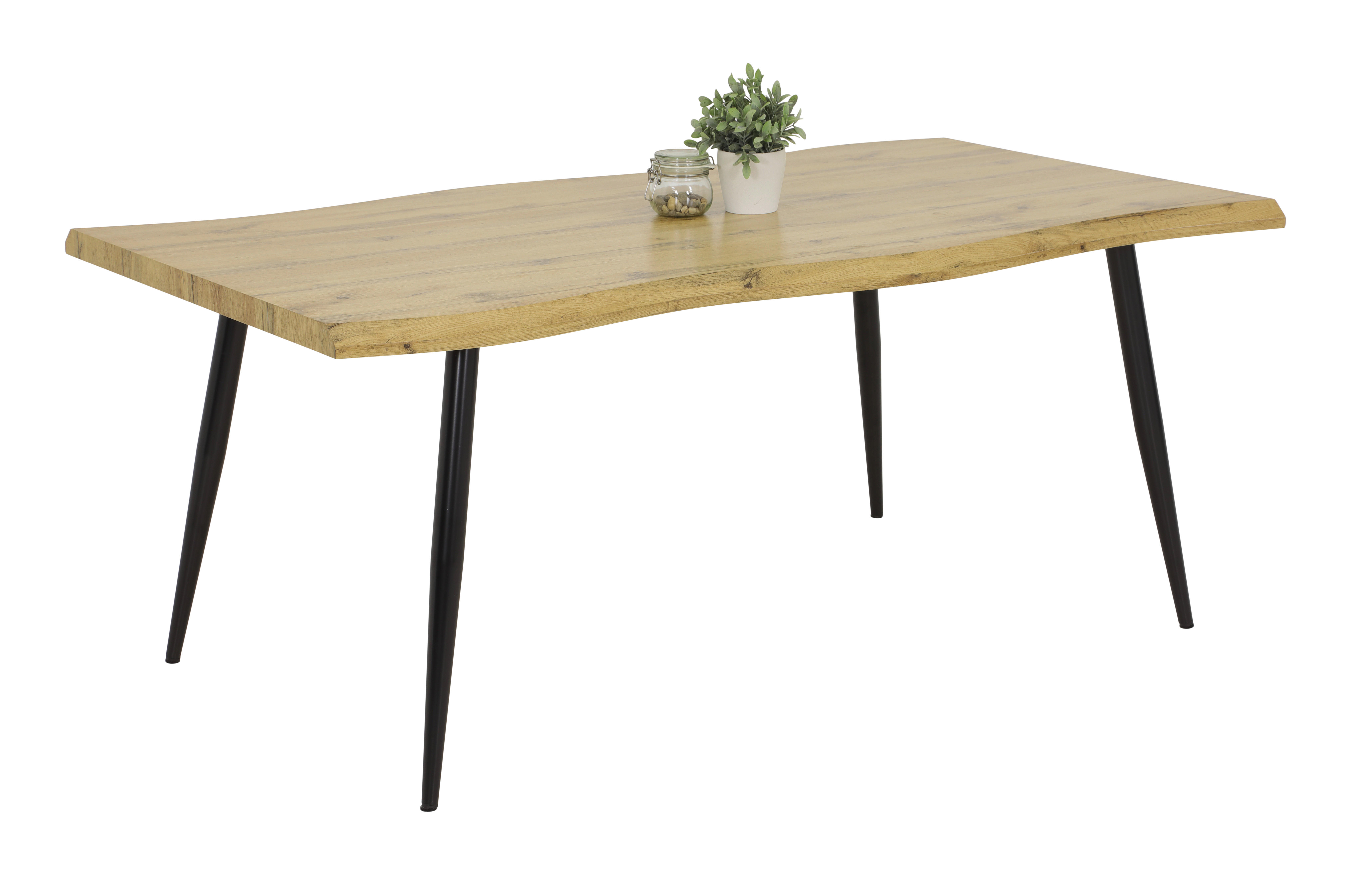 Esstisch GABI I T Eiche Wildeiche Nachbildung B/H/T: ca. 180x76x100 cm GABI I T - Eiche/schwarz (180,00/76,00/100,00cm) - Hela