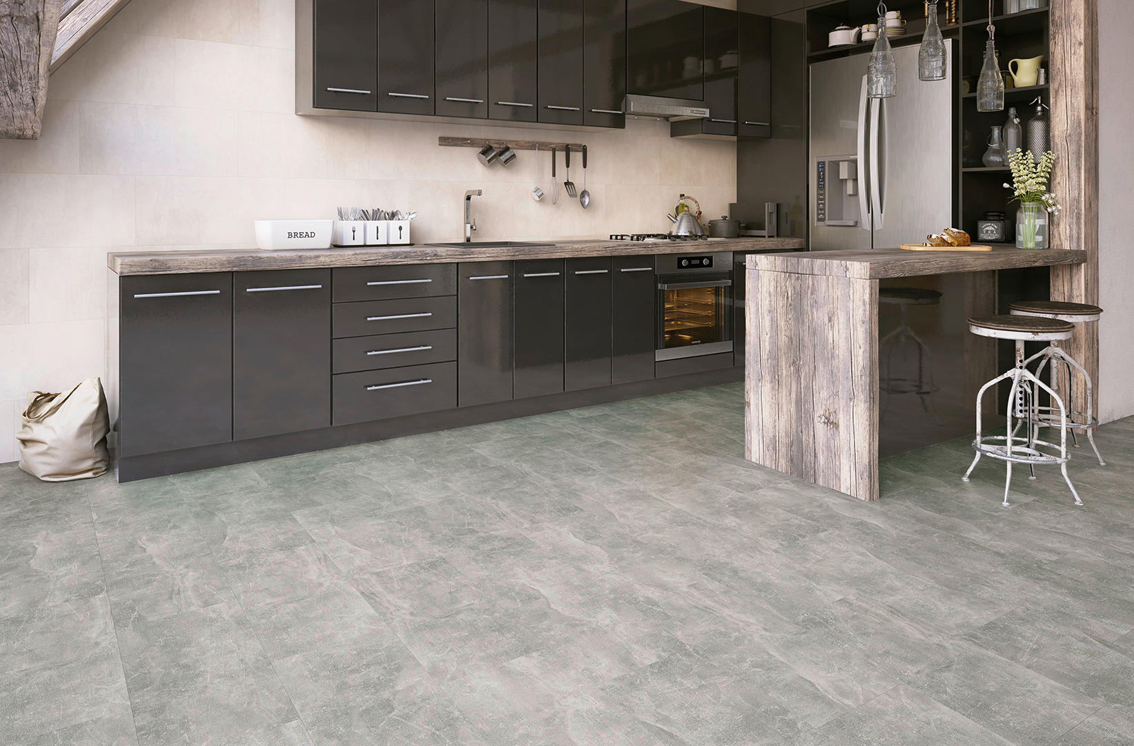 Laminatboden Sichtestrich ca. 2,367 m² im Paket  B/L: ca. 28x60,4 cm pro Paket Sichtestrich ca. 2,367 m² im Paket - grau (28,00/60,40cm)