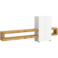 Wohnwand Samba weiß Eiche Wotan Nachbildung B/H/T: ca. 270x112x35 cm Samba - Eiche/weiß (270,00/112,00/35,00cm) - xonox.home
