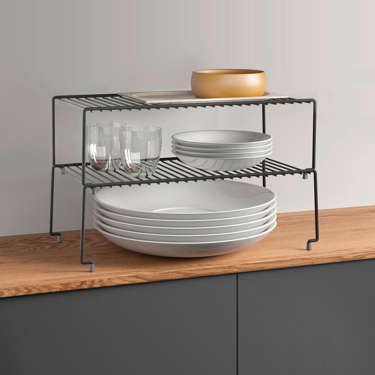 Metaltex Schrankeinsatz Brooklyn Lava schwarz Metall B/H/T: ca. 47x15x23 cm Brooklyn Lava - schwarz (47,00/15,00/23,00cm) - Metaltex