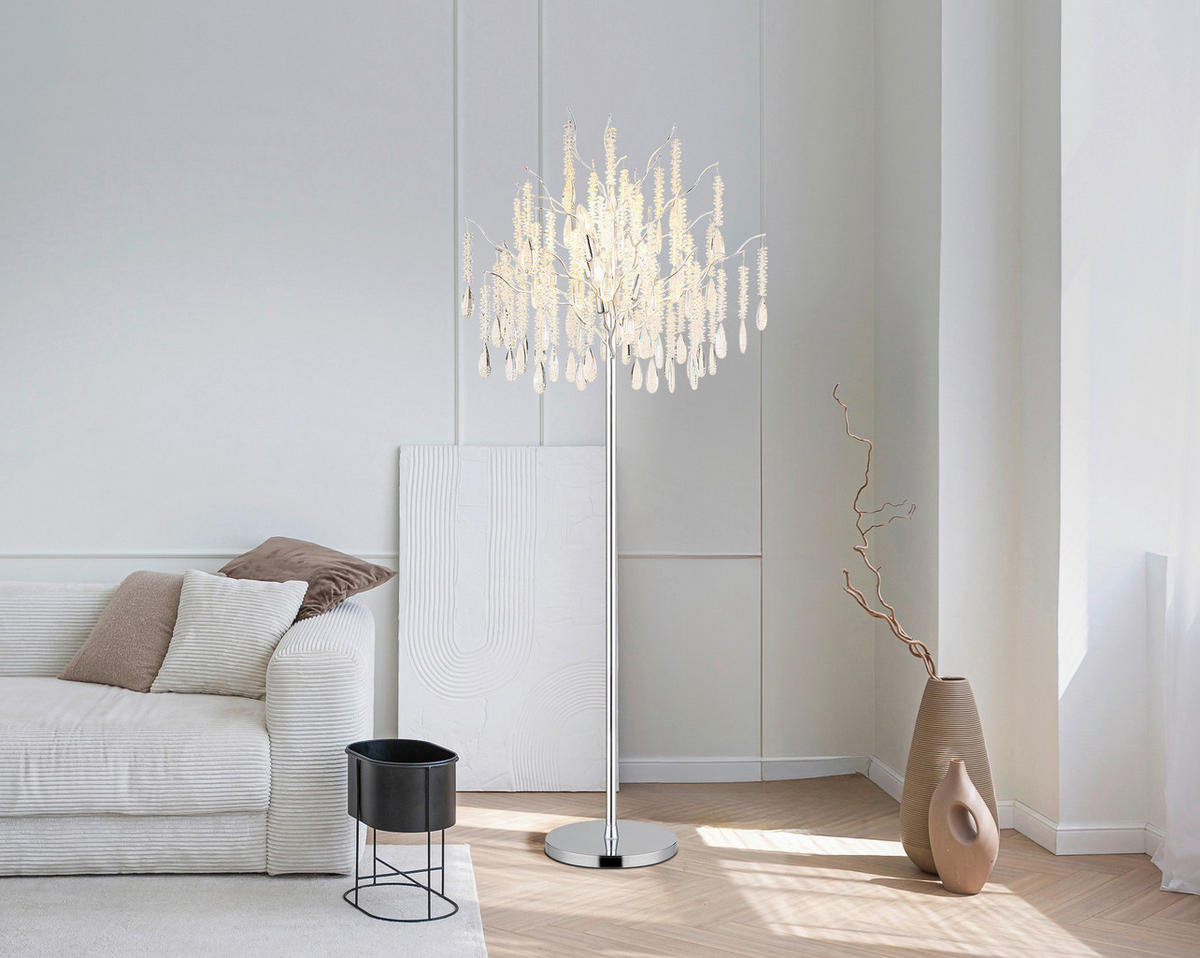 GLOBO Stehleuchte klar silber Glas Metall H/D: ca. 165x55 cm E14 5 Brennstellen Kinga - klar/silber (55,00/165,00cm) - GLOBO