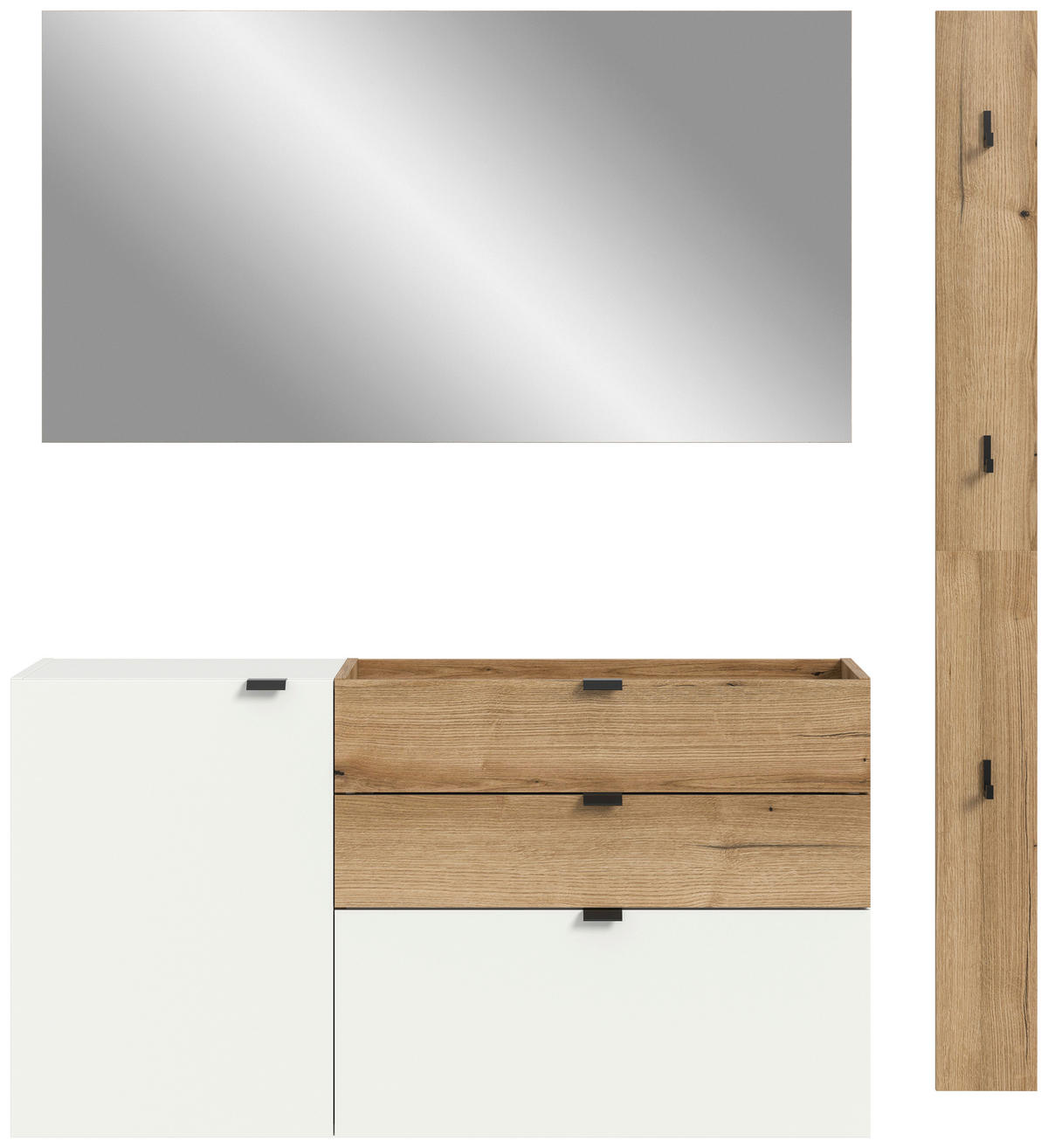 Garderobe Naro weiß Evoke Oak Nachbildung B/H/T: ca. 158x194x37 cm Naro - weiß (158,00/194,00/37,00cm) - xonox.home
