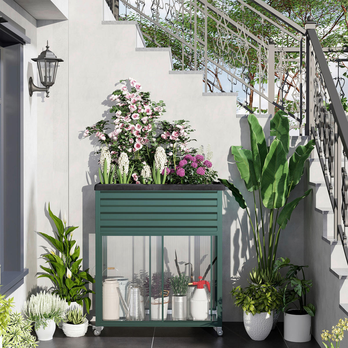 Outsunny Hochbeet grün Aluminium B/H/L: ca. 40x135x85 cm Hochbeet - grün (85,00/40,00/135,00cm) - Outsunny