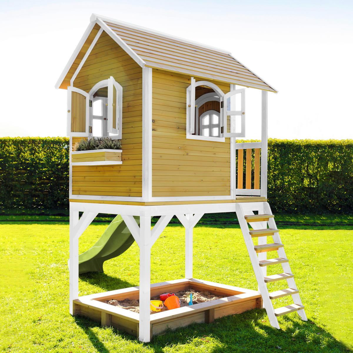 AXI Spielhaus Sarah braun B/H/L: ca. 370x291x191 cm Sarah - braun/weiß (191,00/370,00/291,00cm) - AXI