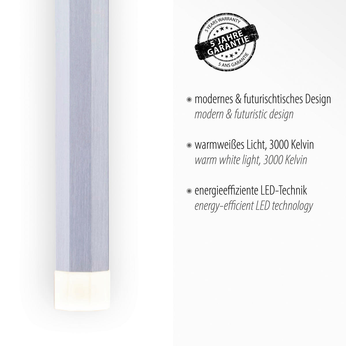 Just Light LED-Pendelleuchte BRUNO 15203-95 Alu Eisen Aluminium B/H/T: ca. 55x120x8 cm 3.0 Brennstellen BRUNO - Alu (55,00/120,00/8,00cm) - Just Light