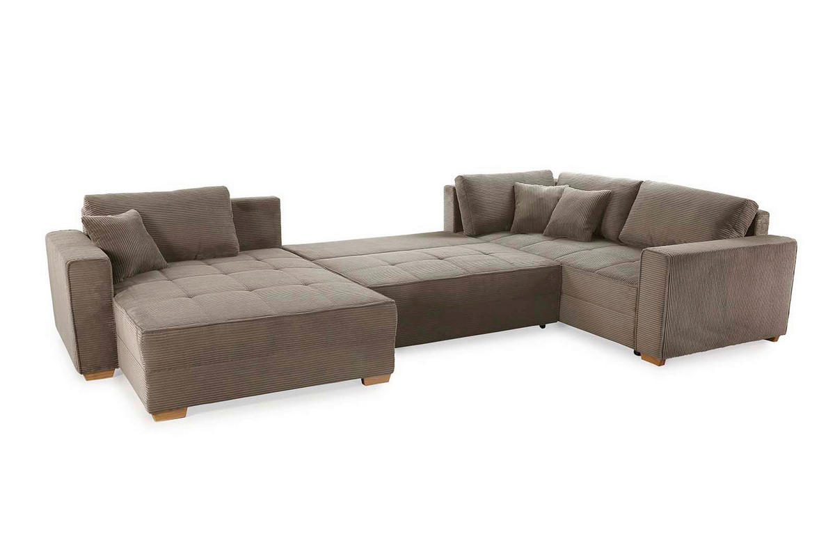 Wohnlandschaft taupe Microfaser B/H/T: ca. 379x86x227 cm Brixen_Wohnlandschaft - Eiche/taupe (379,00/86,00/227,00cm)