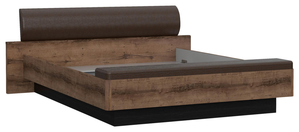Bett  schlamm Eiche Nachbildung B/H/T: ca. 219,8x90x242,2 cm Jacky_Bettgestell_180x200 - Eiche/dunkelbraun (219,80/90,00/242,20cm)