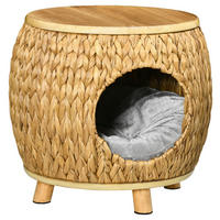 PawHut Katzen-Zubehör natur Edelstahl B/H/L: ca. 43x44x42 cm Rattan_Katzenhaus - natur/hellbraun (42,00/43,00/44,00cm) - PawHut