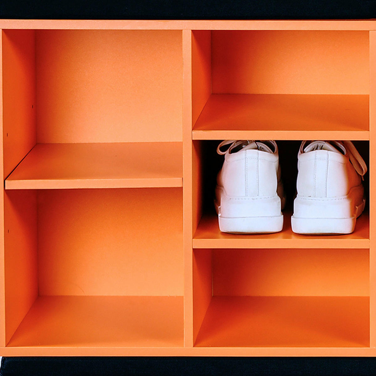 Kesper Schuhregal orange Spanplatte B/H/T: ca. 51,5x48x29,5 cm Schuhregal_mit_Sitzkissen - orange (51,50/48,00/29,50cm) - Kesper