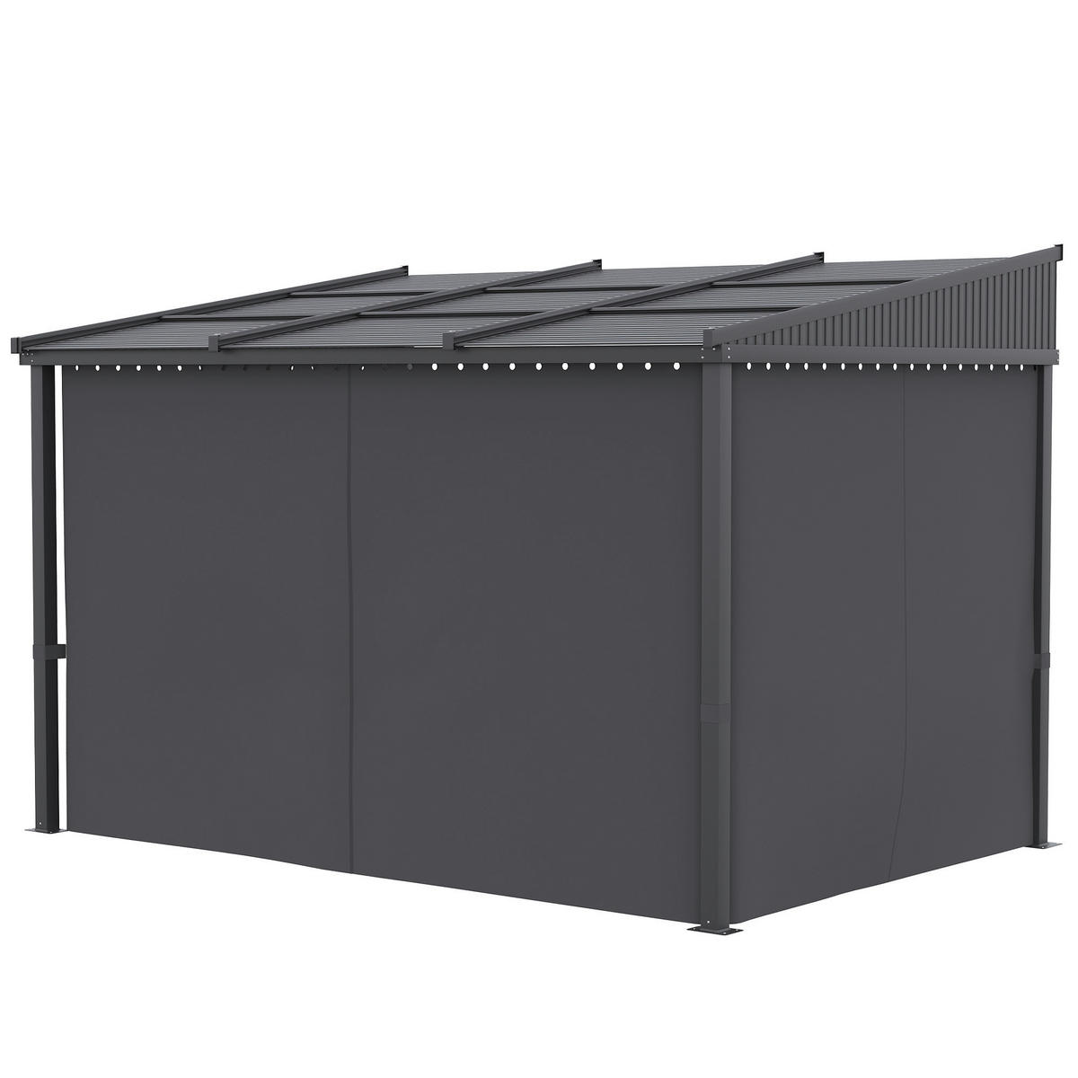 Outsunny Pergola mit Schiebeelementen grau Polyester B/H/L: ca. 255x242x365 cm Pergola_mit_Schiebeelementen - grau (365,00/255,00/242,00cm) - Outsunny